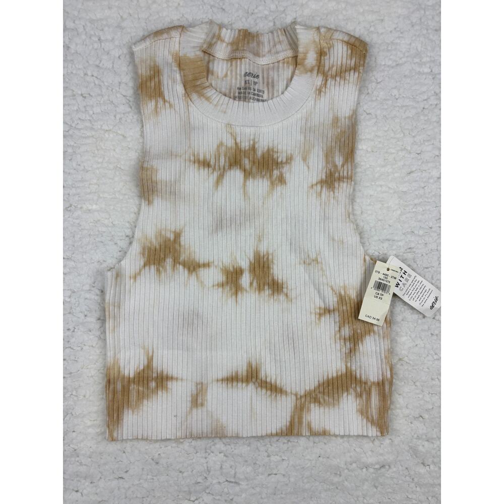 Aerie Ribbed Rebel Crop Tank | XS | White Gold Tie-Dye | NWT $34
